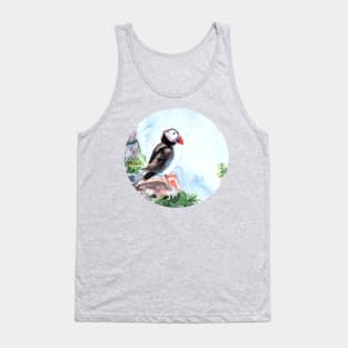 Atlantic Puffin sitting on the rocks Tank Top